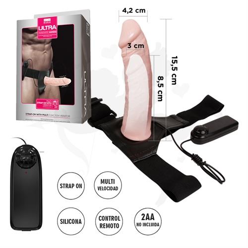 Funda con arnes y vibrador de velocidad regulable